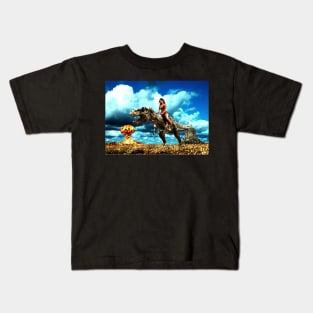 8 Bit Dinosaur Rider Kids T-Shirt